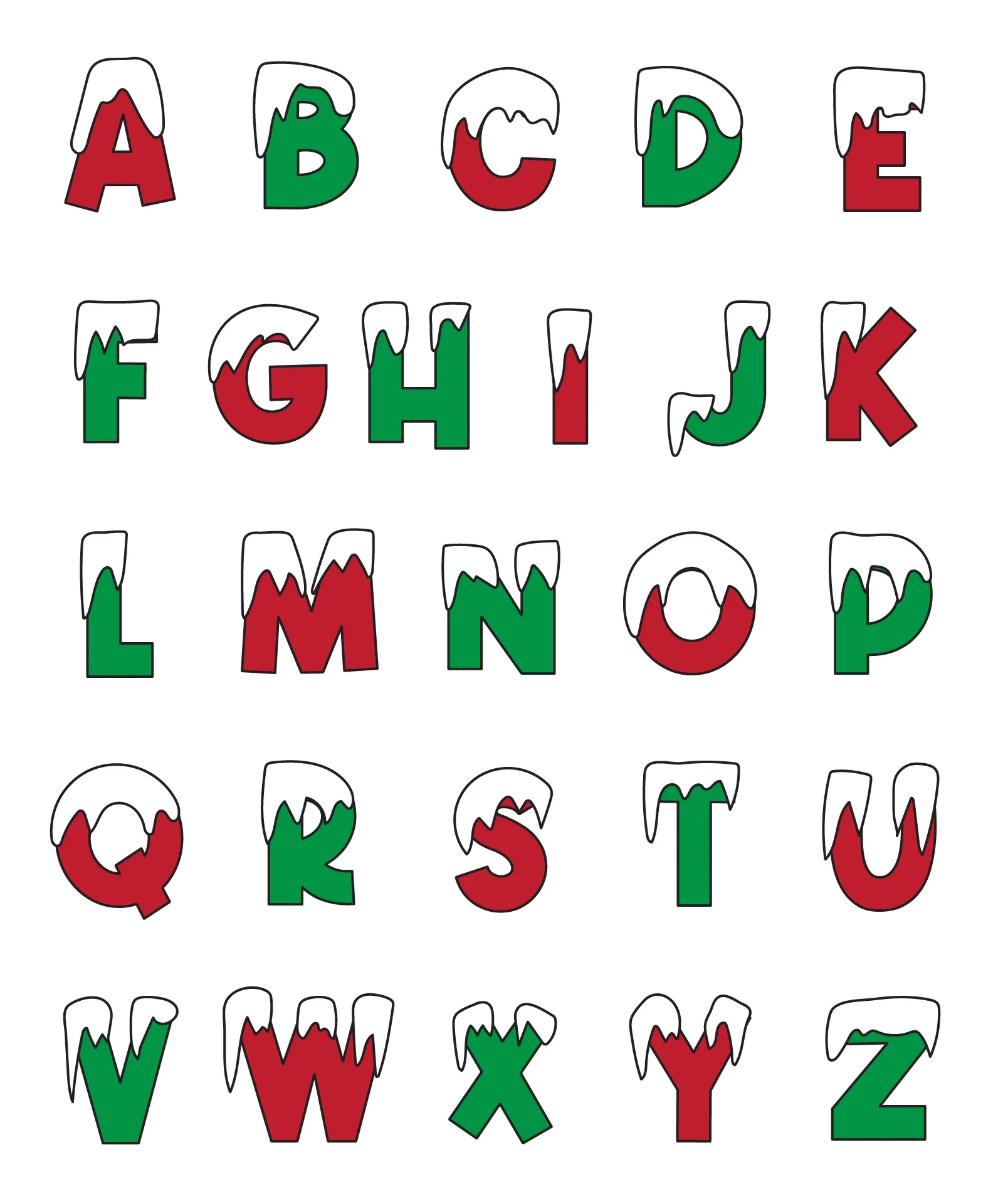 Printable Christmas Alphabet Letters Printable Party Favors