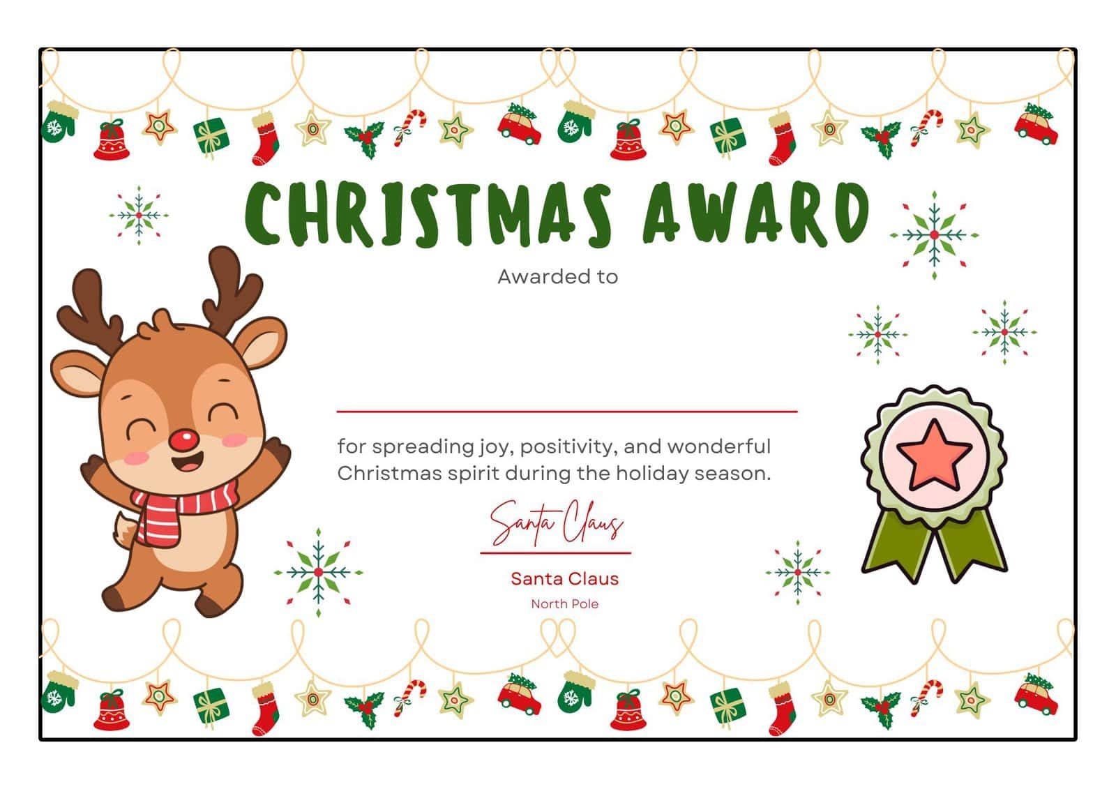 Printable Christmas Award Certificate 12 Free Templates The Pink Craft Box