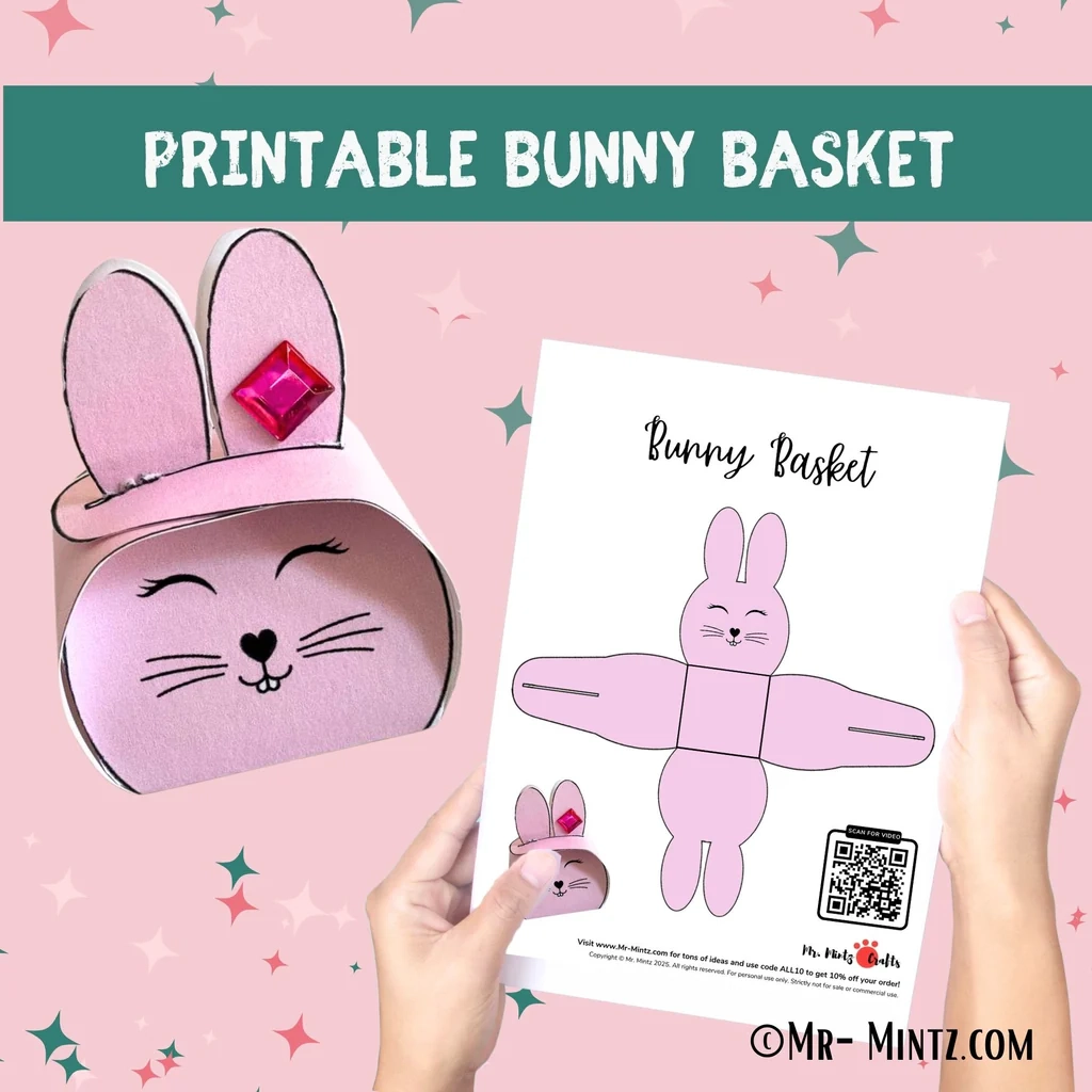Printable Easter Bunny Basket Template For Kids Mr Mintz Easy Crafts And Activities For Kids