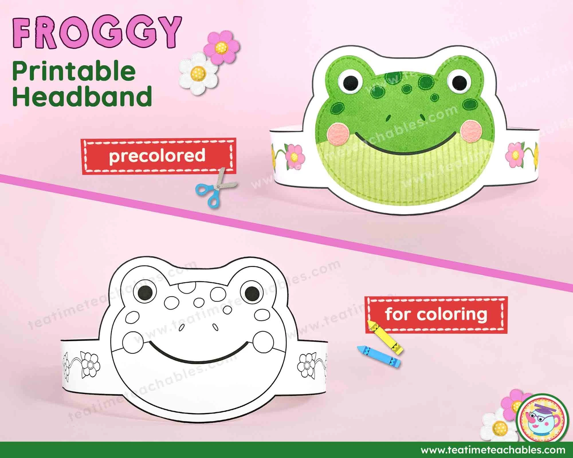 Printable Frog Headband Craft Kids Party Crown PDF Etsy