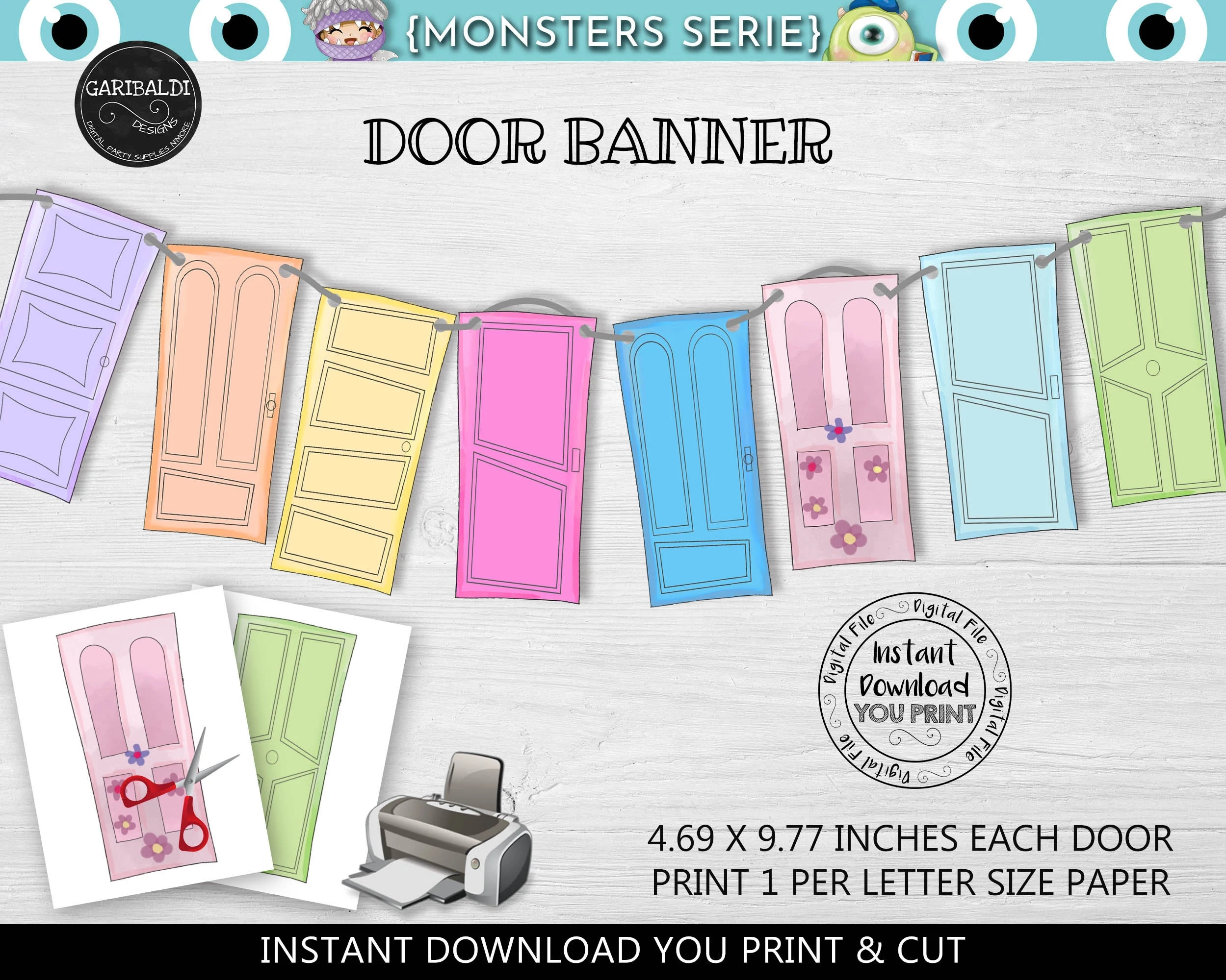 Printable Monsters Banner Monsters Doors Banner Monsters Baby Shower Banner Monsters Party Banner Monsters Birthday Party Supplies MINC Etsy