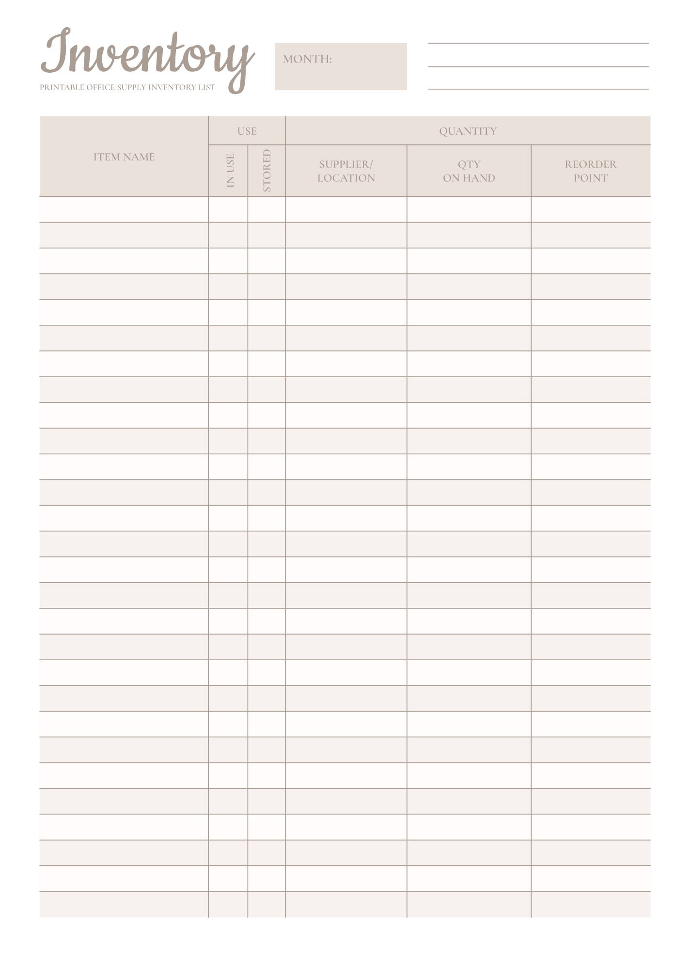 Printable Office Supply Inventory List Free Google Docs Template Gdoc io