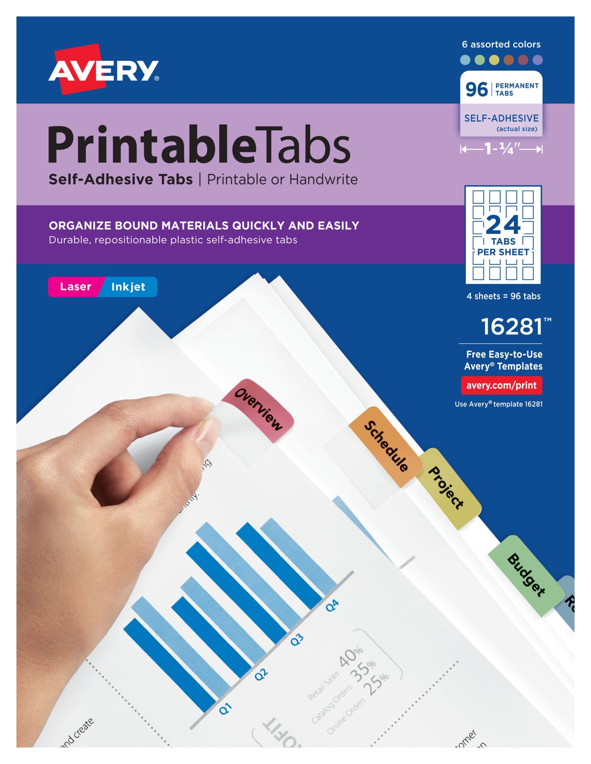 Printable Self Adhesive Plastic Tabs 16281 Avery