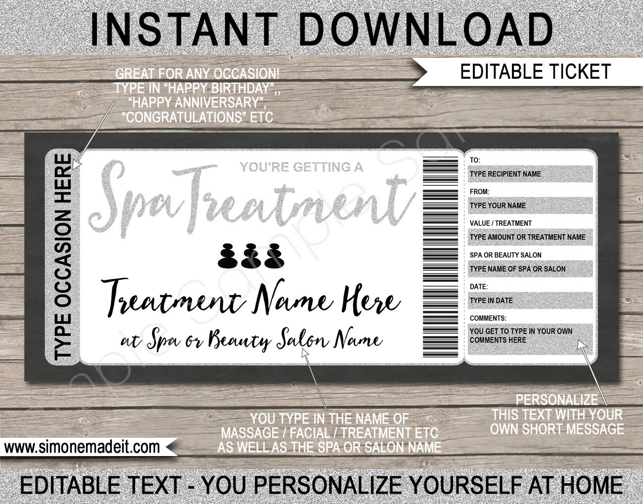 Printable Spa Gift Certificates Template Editable Massage Gift Voucher