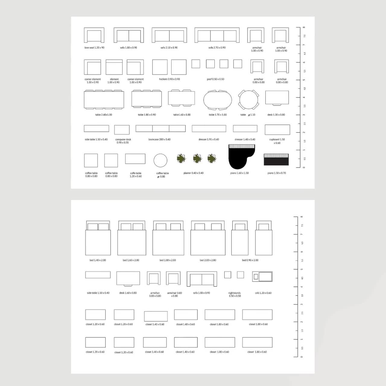 Printable Template Scale Furniture A4 Coloring Page Scale Furniture Floor Plan 2D Change Living Room Change Bedroom Layout Scale 1 By 50 Cm Etsy Hong Kong