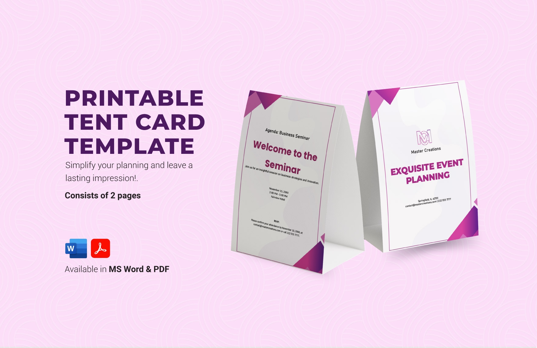 Printable Tent Card Template In Word PDF Download Template