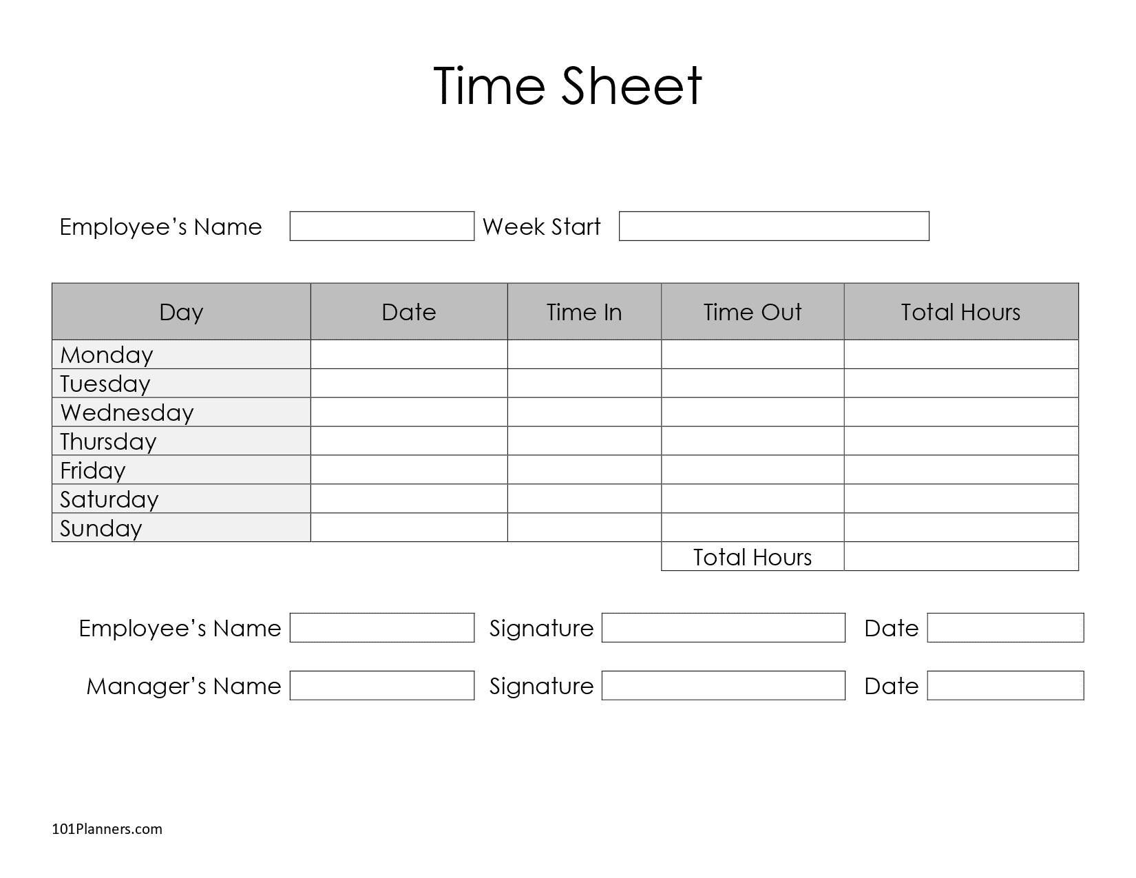 Printable Timesheet For Employees Printable Party Favors