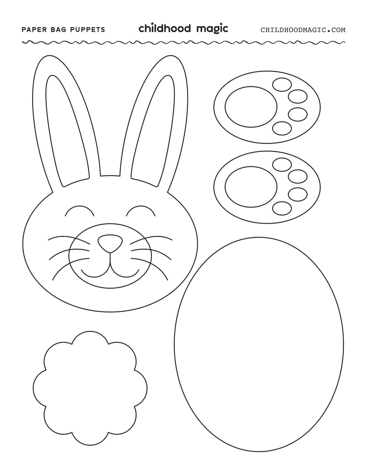 Rabbit Paper Bag Puppet Craft With Free Printable Childhood Magic