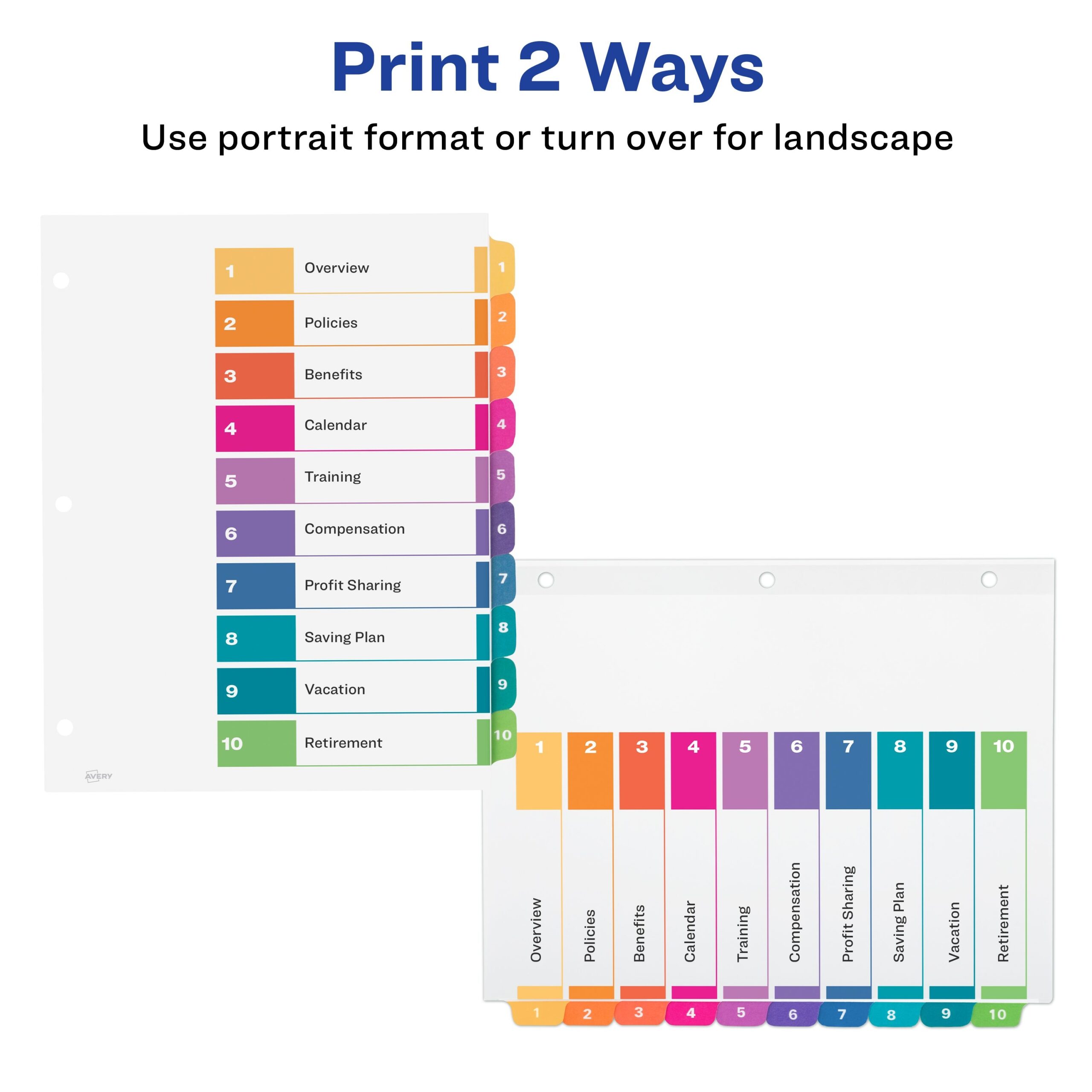 Ready Index Dividers 10 Tab Sets 11135 Avery