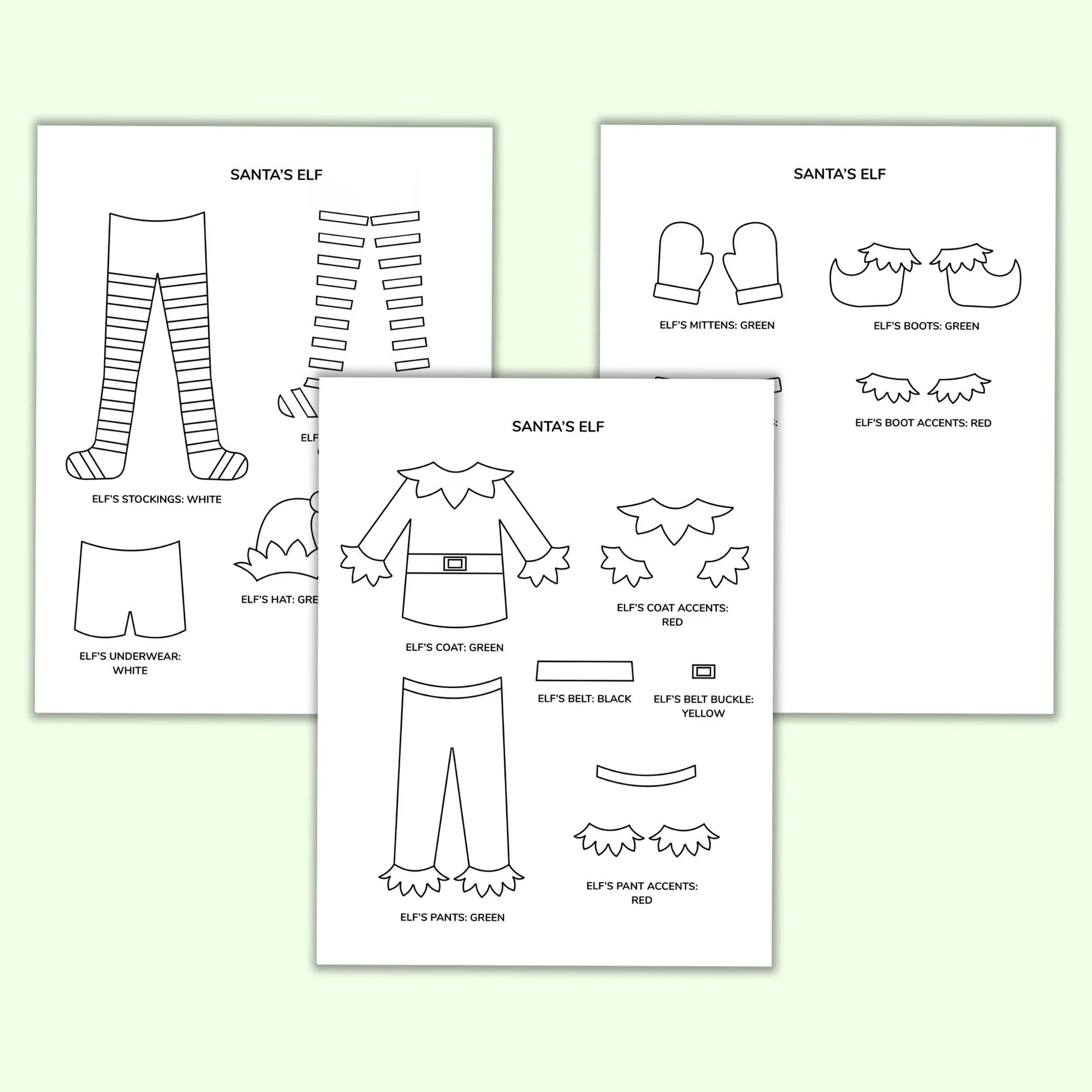 Santa s Elf Clothesline Template Printables By The Craft at Home Family