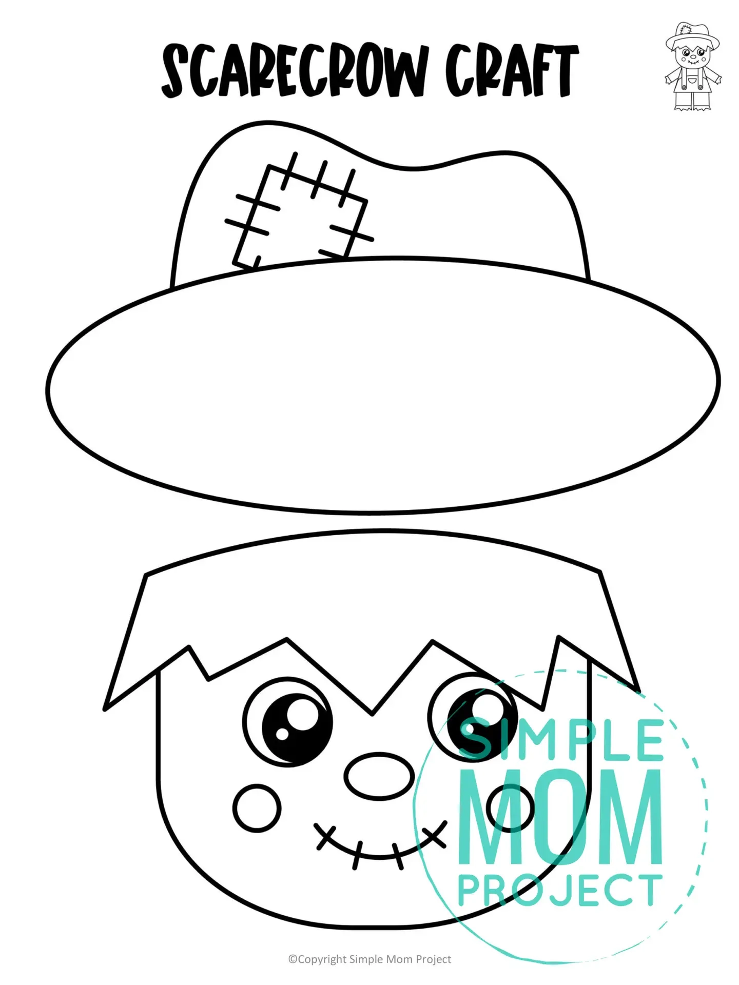 Scarecrow Paper Bag Puppet Printable Craft Template For Kids Simple Mom Project Store