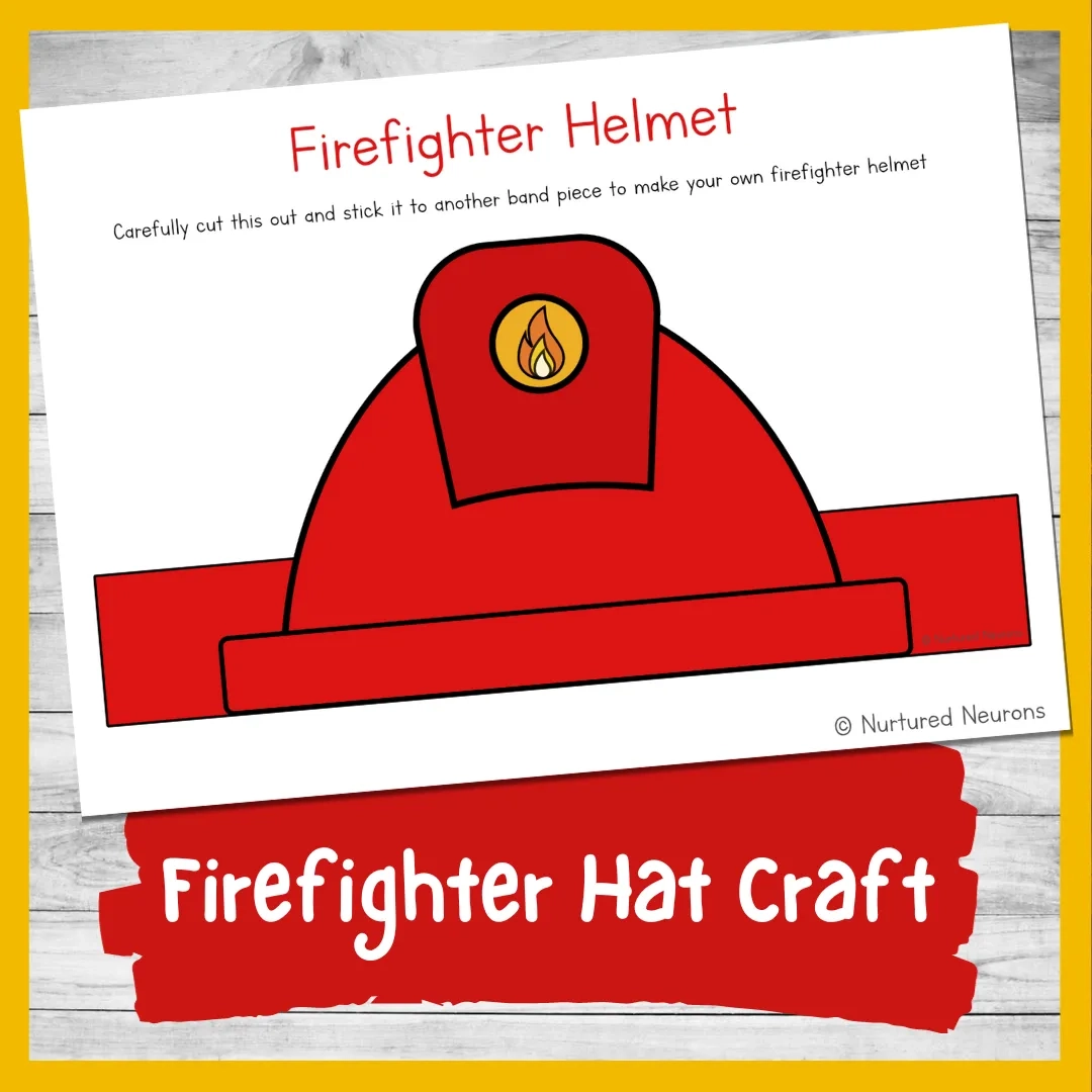 Simple Firefighter Hat Craft Transport Dramatic Play Printable Nurtured Neurons