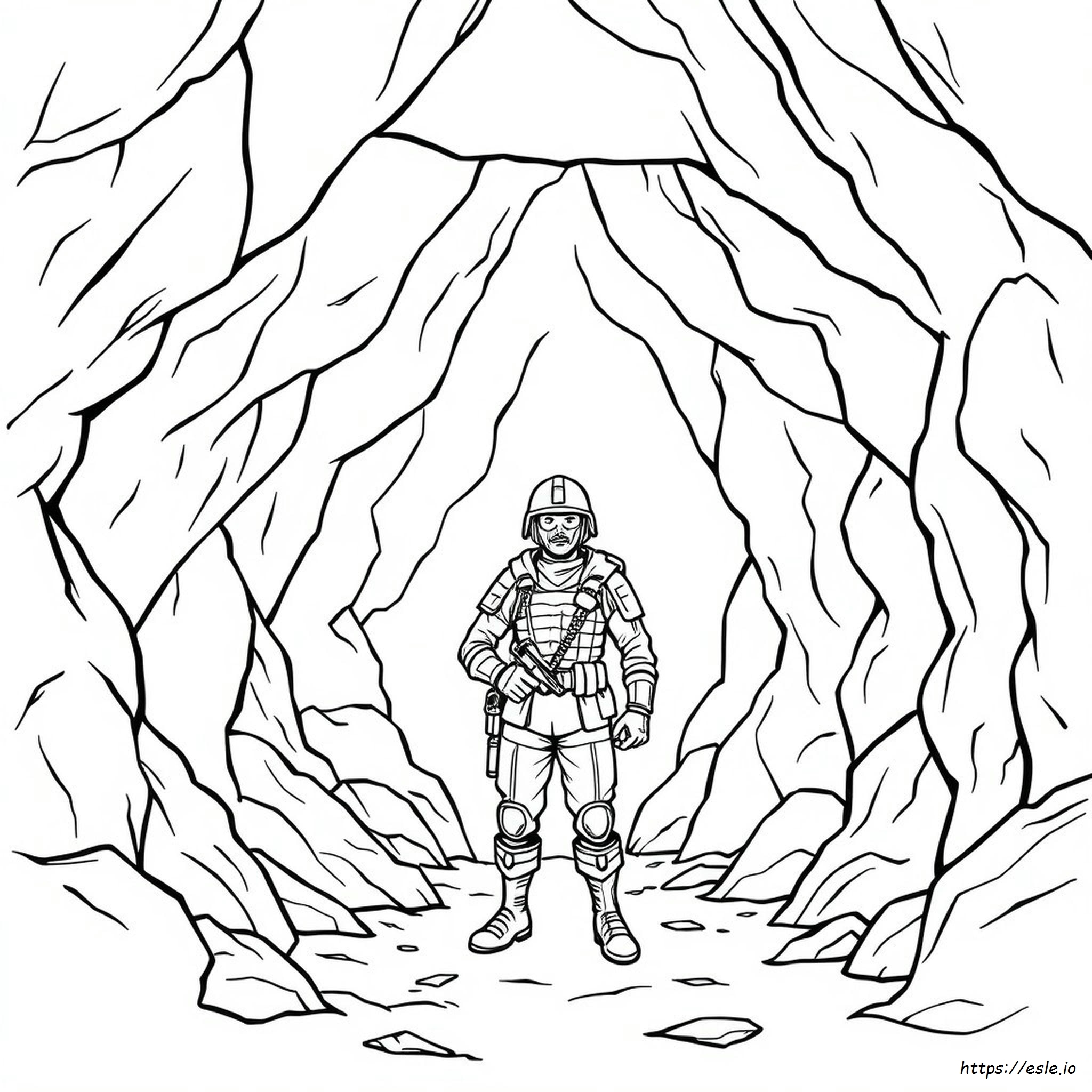 Soldier Inside Cave Coloring Page Pdf Free Printable