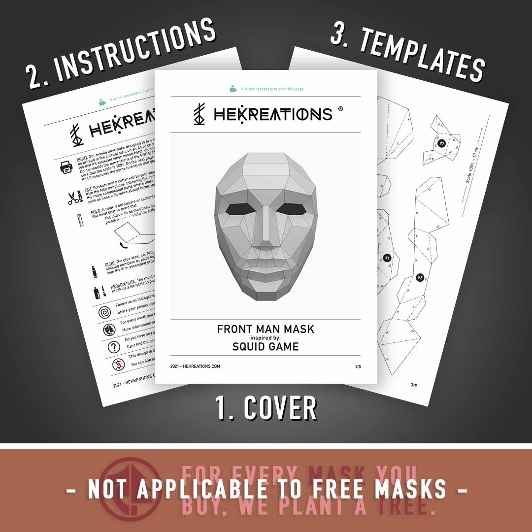 Squid Game Mask Printable Template Papercraft PDF Pattern