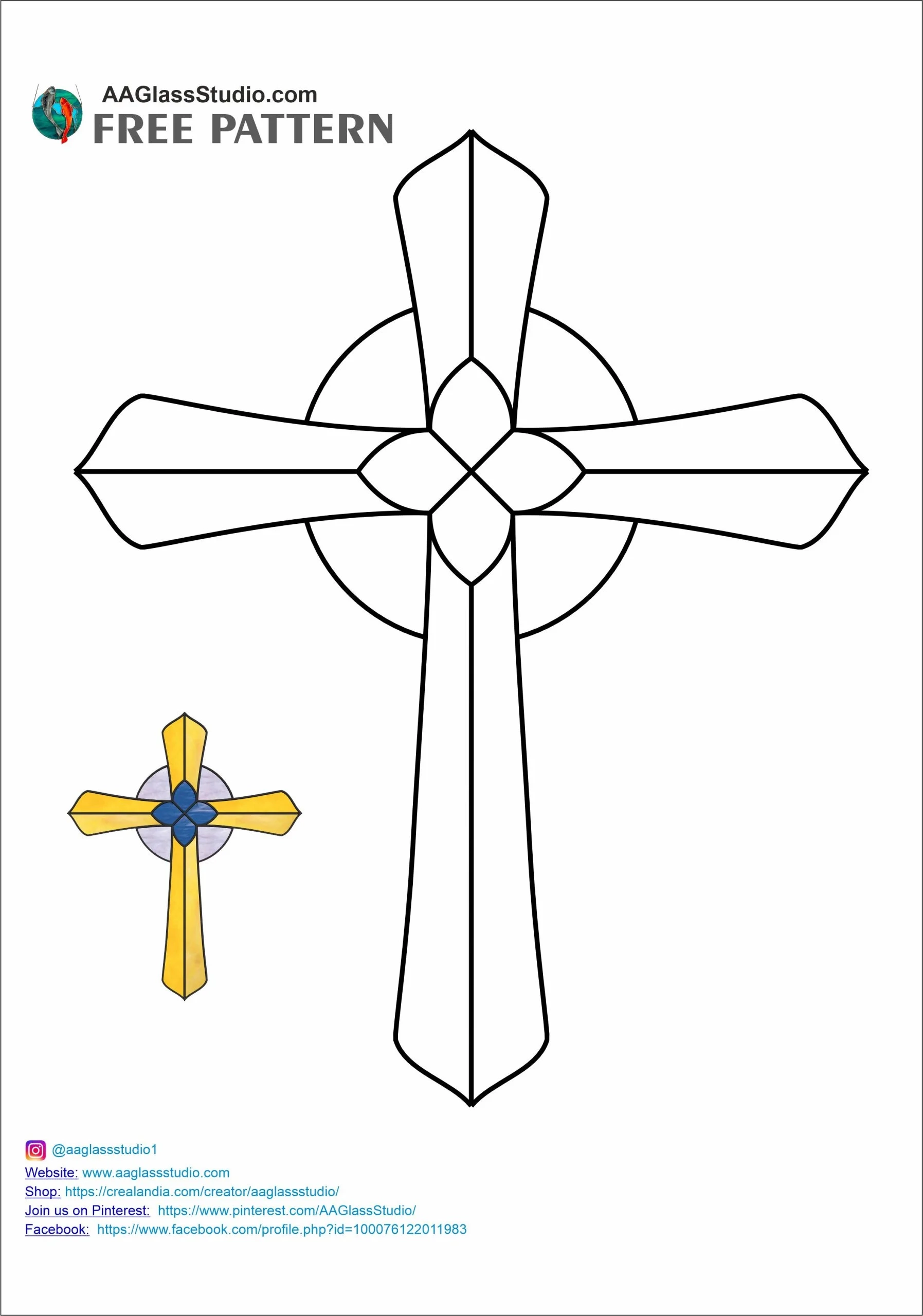 Stained Glass Cross Patterns Free AAGlassStudio