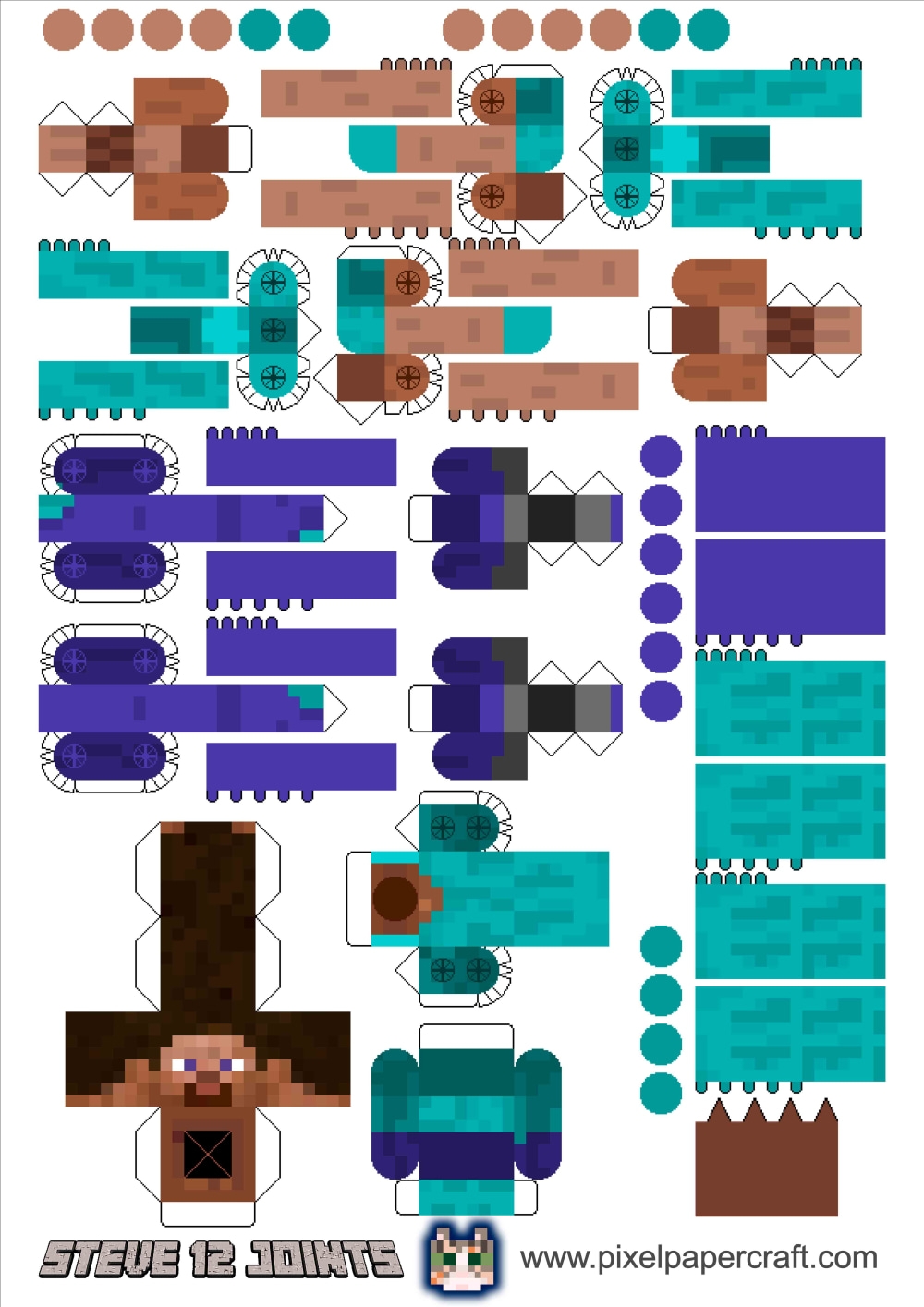 Steve 12 Joints Pete Noire Pixel Papercraft