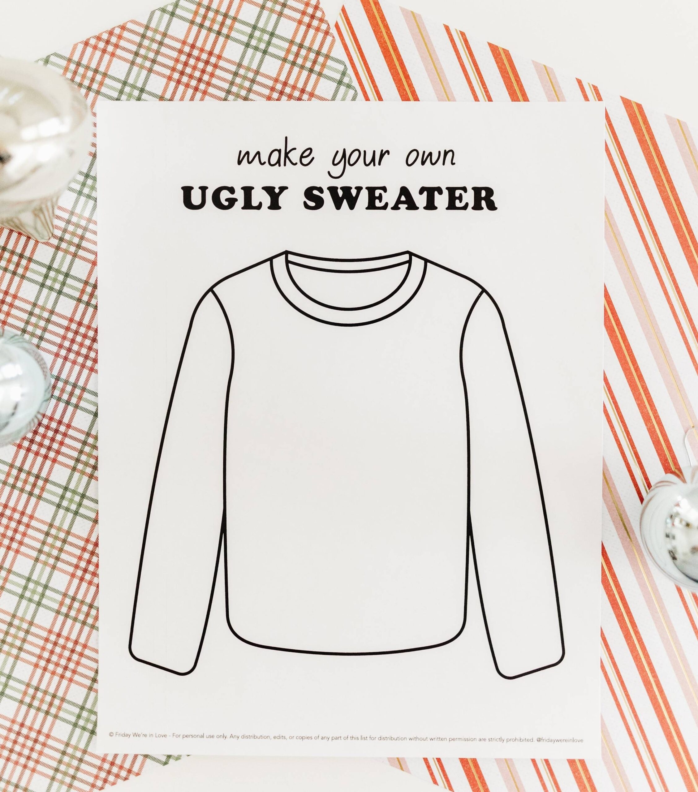 Template Plain Ugly Sweater Free Printable Christmas Sweater Craft Template Ugly Sweater