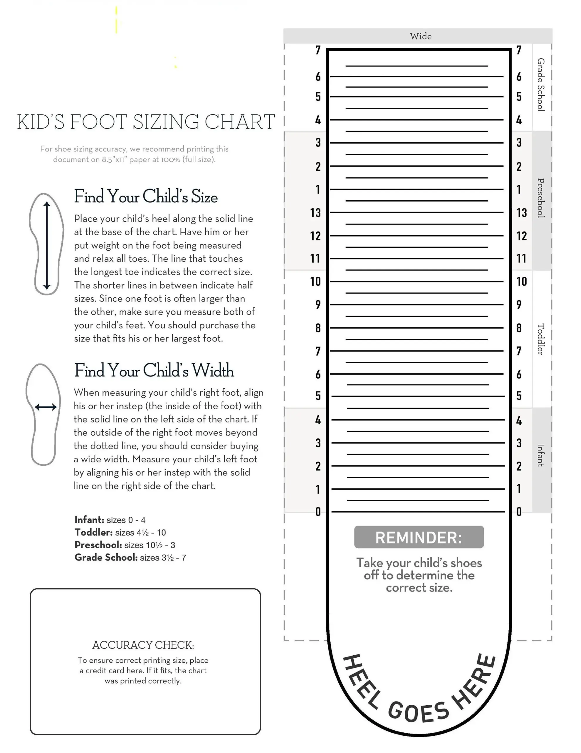 Template Printable Foot Measurement Tool Foot Size Chart Women Men Kids Shoe Sizes Digital Download