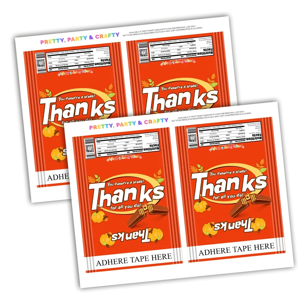 Thanksgiving Candy Bar Wrappers Printable You Deserve A Break Kit Kat Pretty Party Crafty