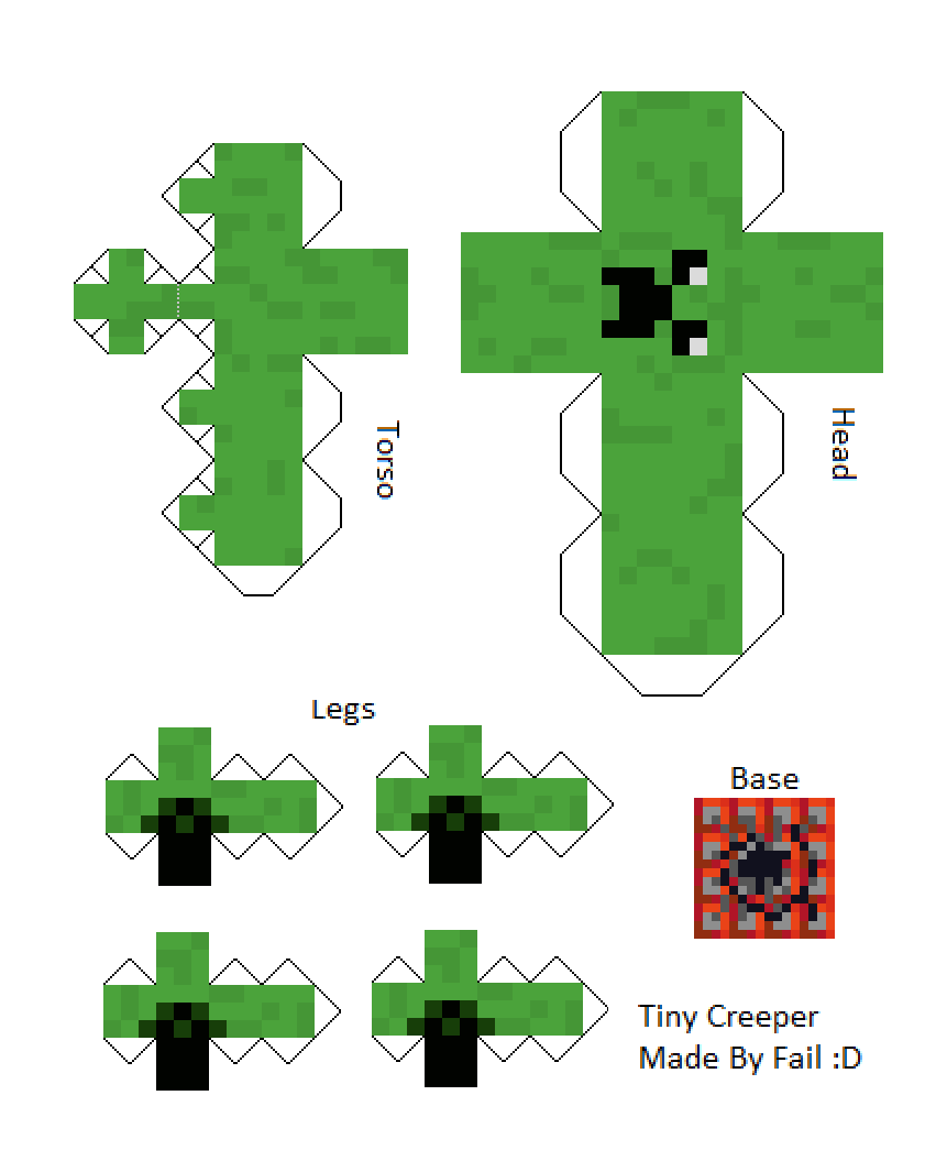 Tiny Creeper Pixel Papercraft