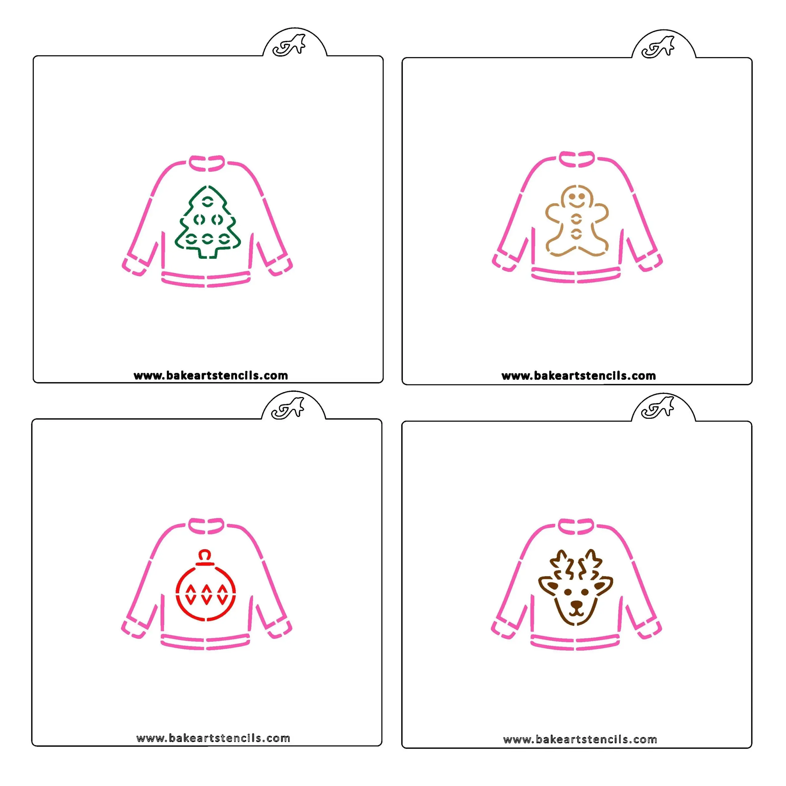 Ugly Christmas Sweater PYO Stencil Set Bakeartstencils