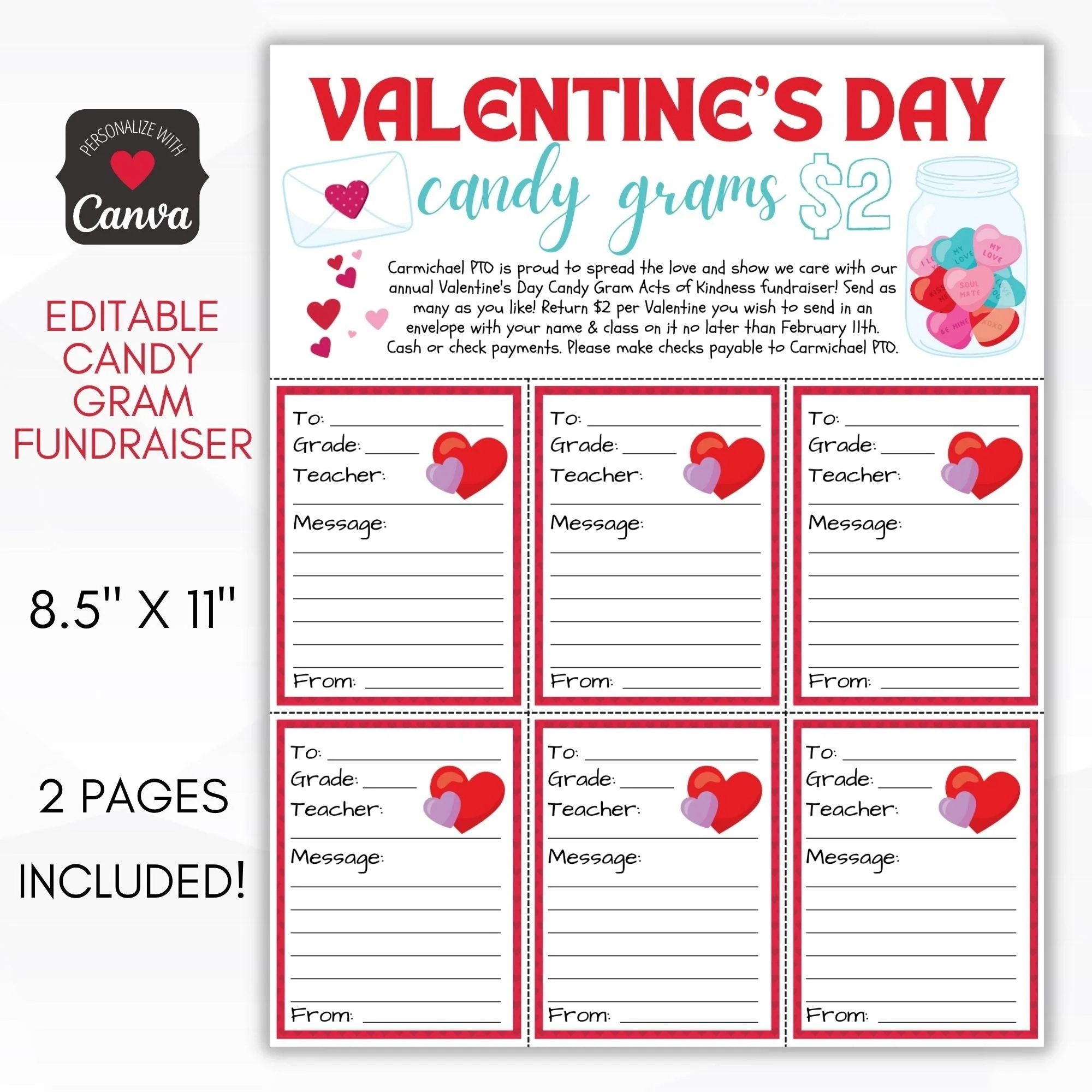 Valentine Candy Gram Sheet Template Simple Desert Designs